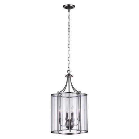 Cwi Lighting 4 Light Drum Shade Pendant With Satin Nickel Finish 9919P16-4-606-C